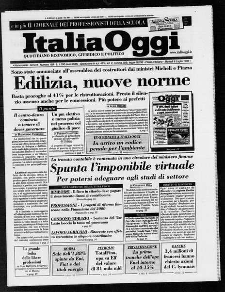 Italia oggi : quotidiano di economia finanza e politica